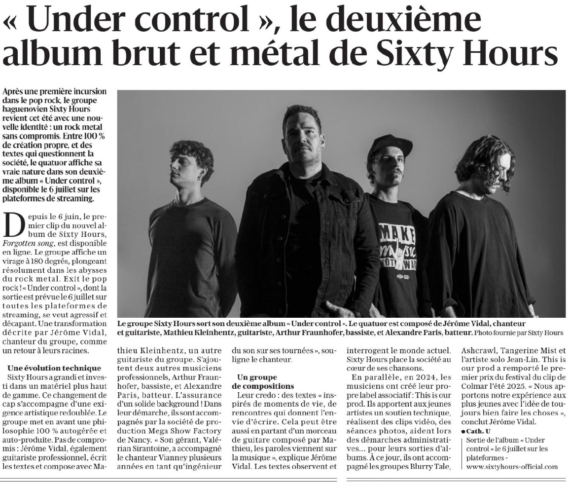 You are currently viewing « Under control », le deuxième album brut et métal de Sixty Hours